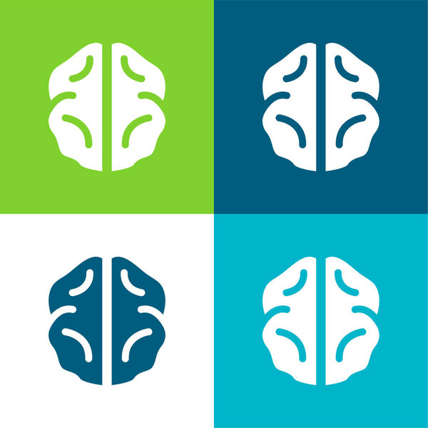 Brain Flat four color minimal icon set
