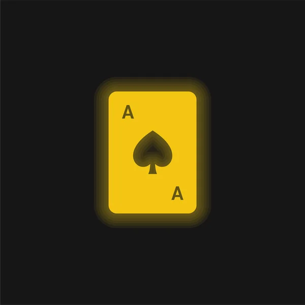 Ace Spades Yellow Glowing Neon Icon Royalty Free Stock Vectors