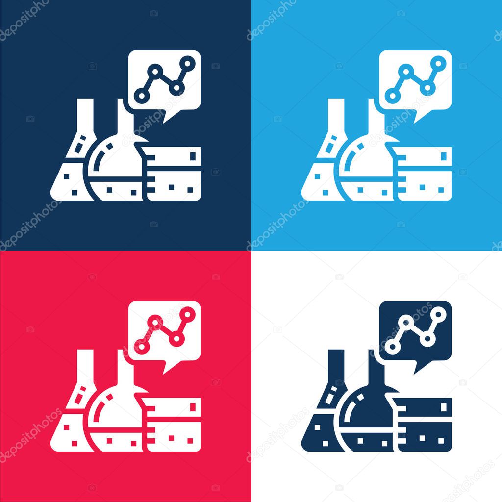Analytics blue and red four color minimal icon set