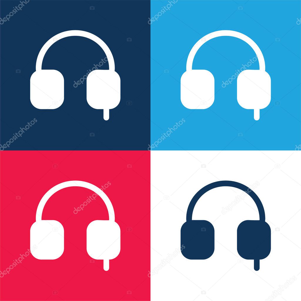 Auriculars Solid Tool Symbol blue and red four color minimal icon set