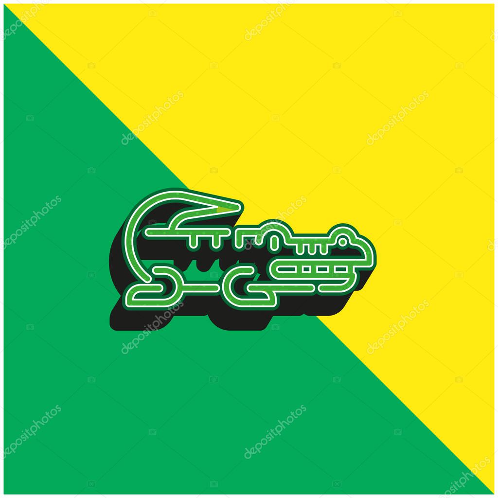Alligator Green and yellow modern 3d vector icon logo