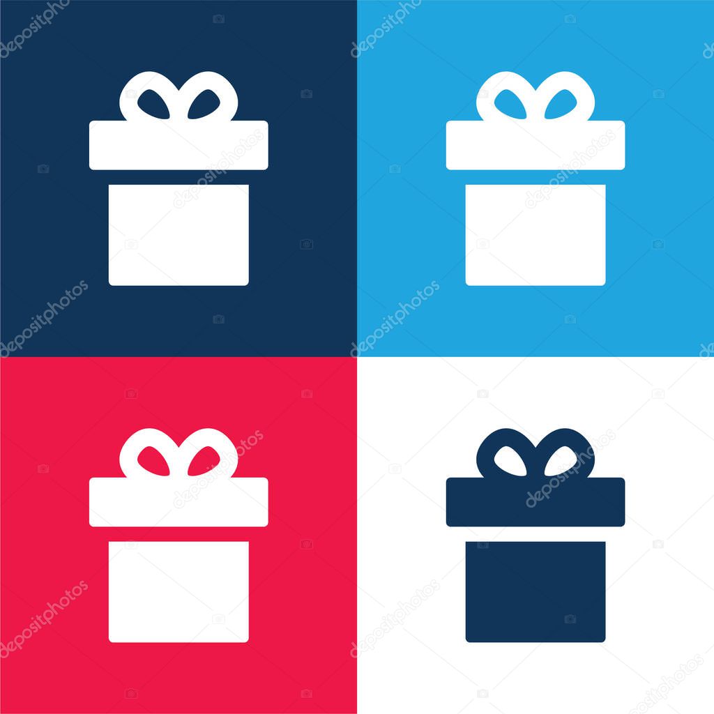 Birthday Present blue and red four color minimal icon set
