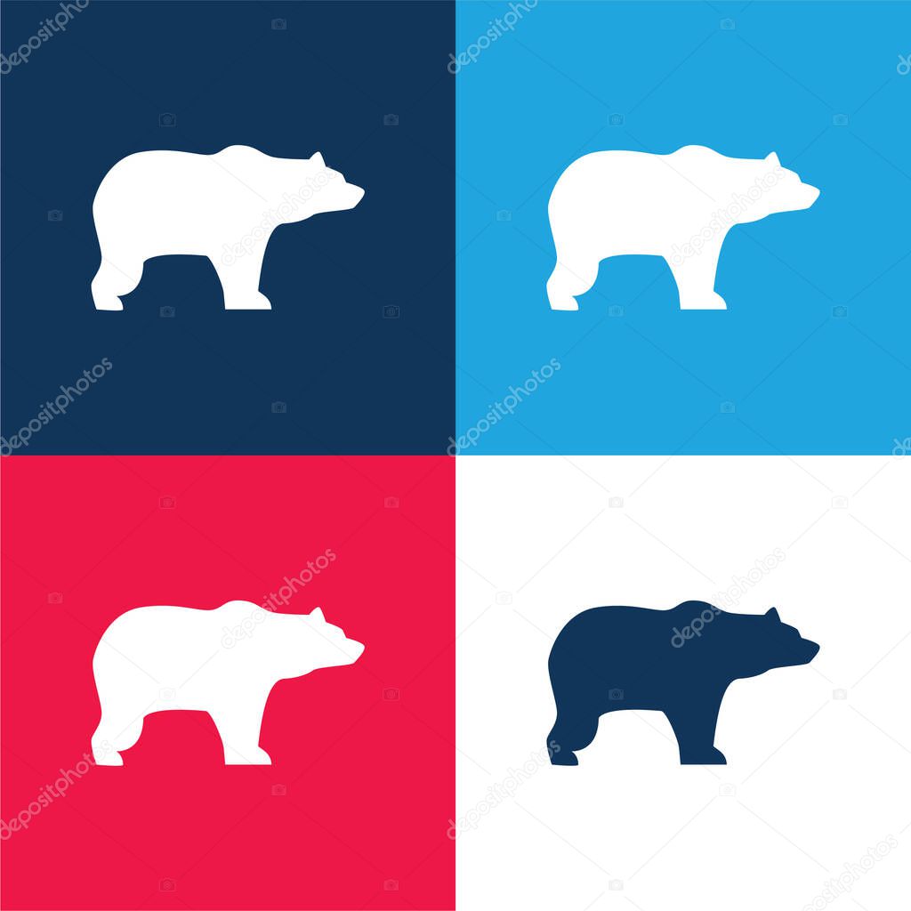 Bear Facing Right blue and red four color minimal icon set