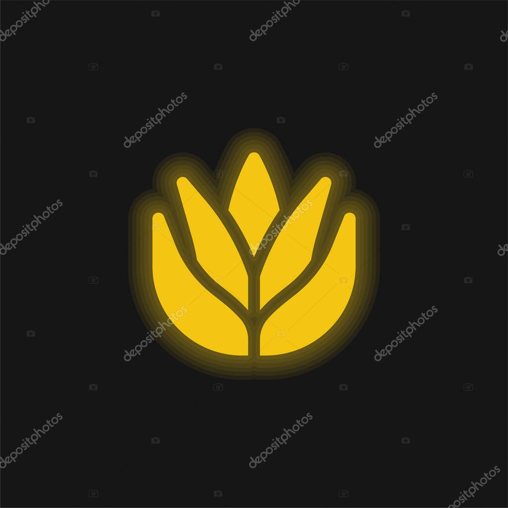 Aloe Vera yellow glowing neon icon