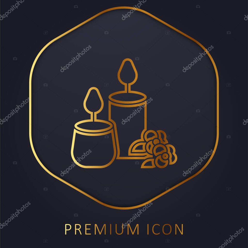 Aromatic Candle golden line premium logo or icon