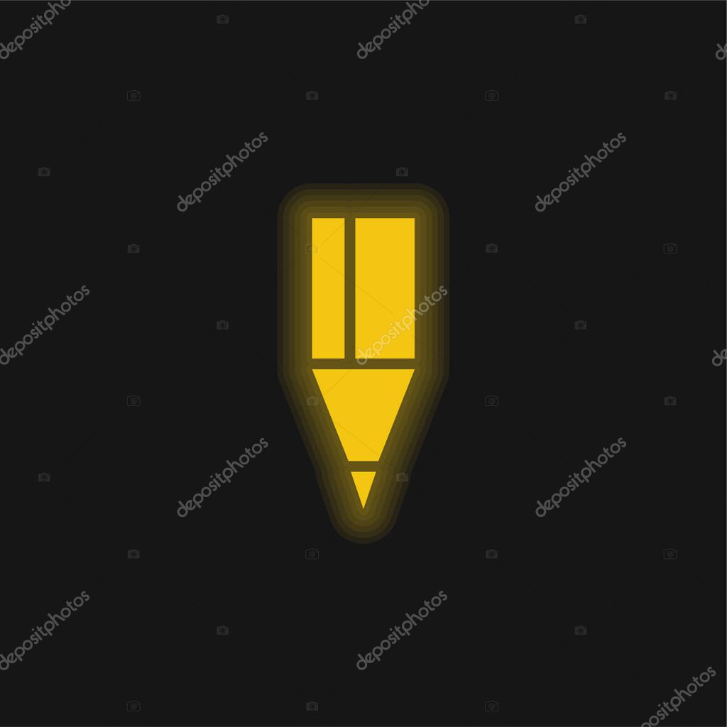 Black Pencil Tip yellow glowing neon icon