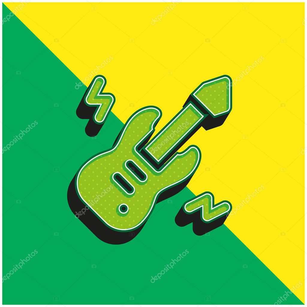 Bass Guitar Green and yellow modern 3d vector icon logo