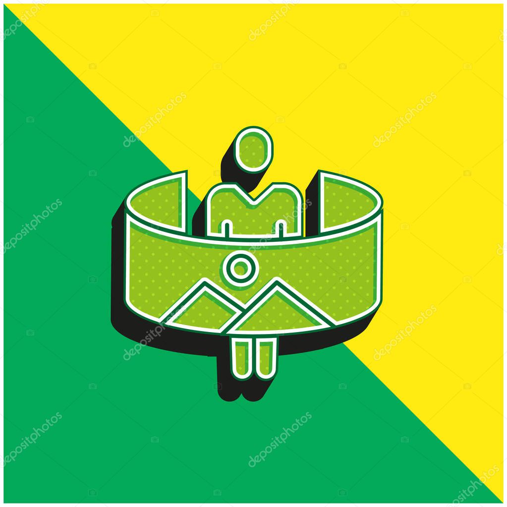 360 Green and yellow modern 3d vector icon logo