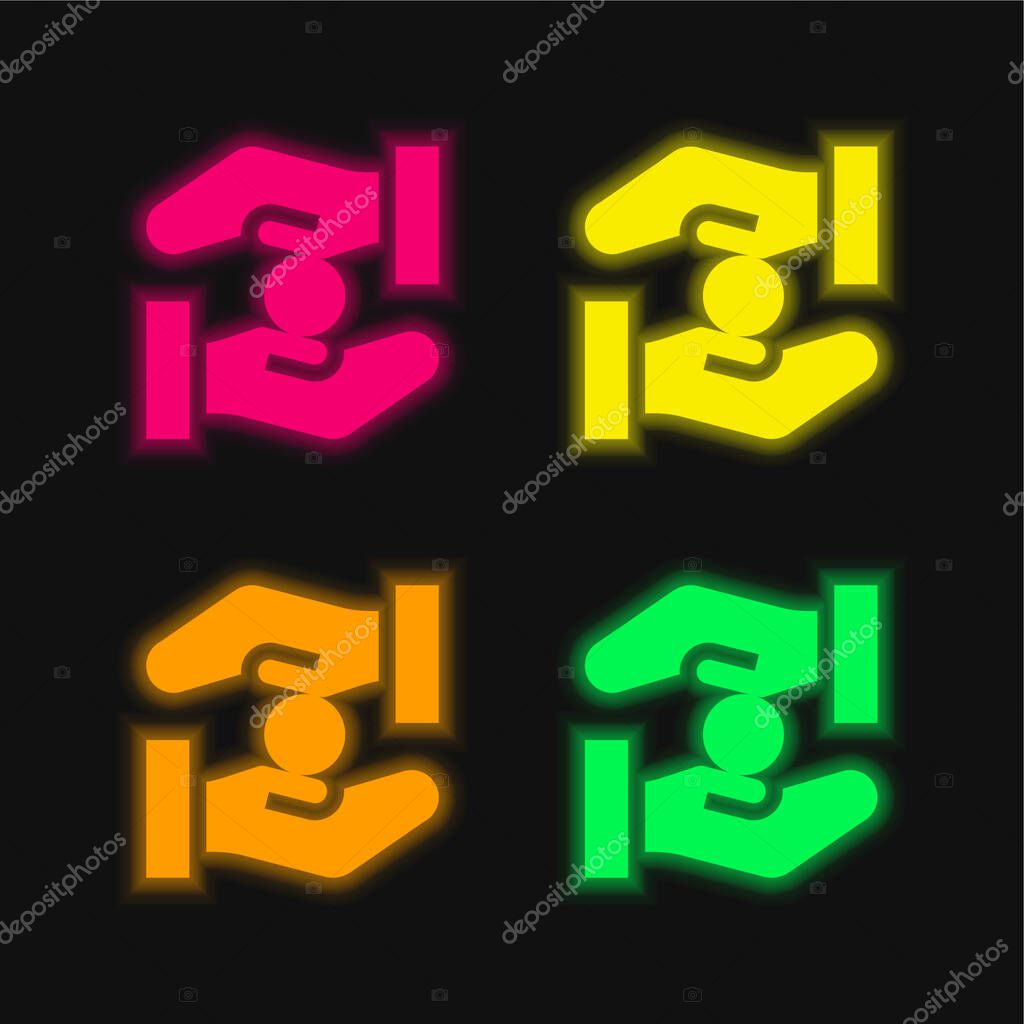 Alms four color glowing neon vector icon