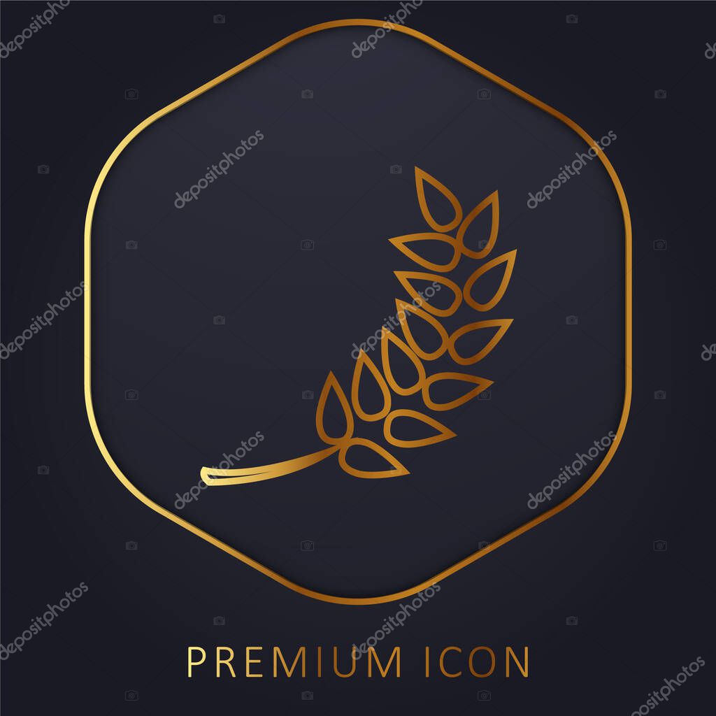 Branch With Leaves golden line premium logo or icon