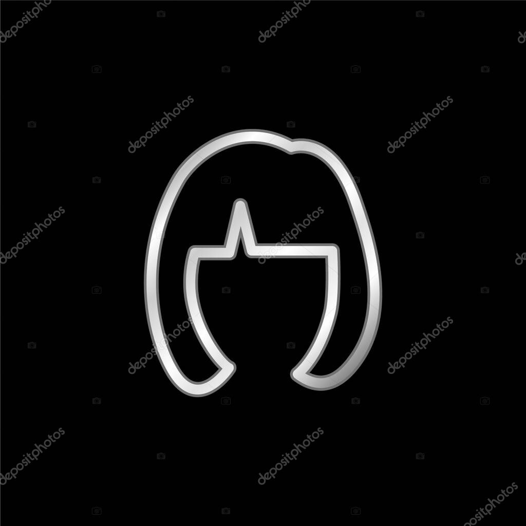 Blond Female Short Hair Shape silver plated metallic icon