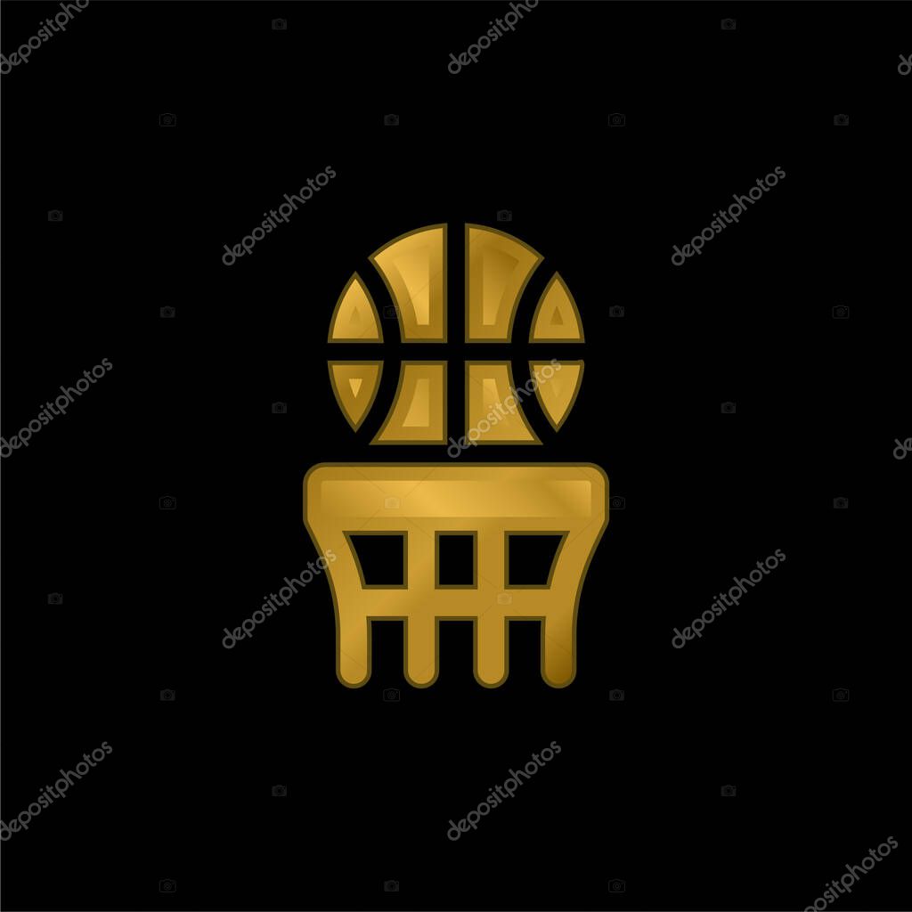 Basketball gold plated metalic icon or logo vector