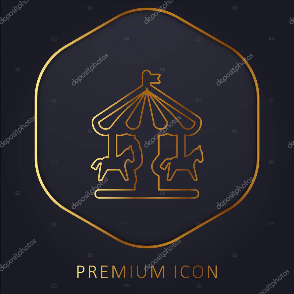 Amusement Park golden line premium logo or icon