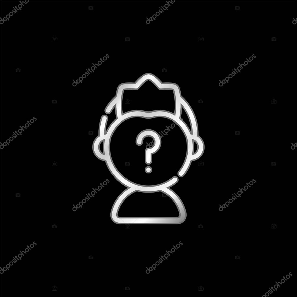 Anonymous silver plated metallic icon