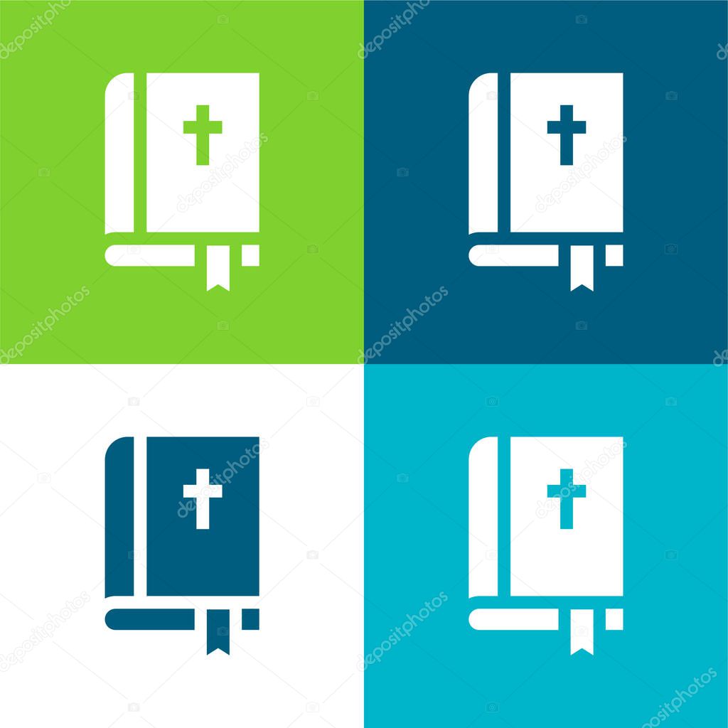 Bible Flat four color minimal icon set