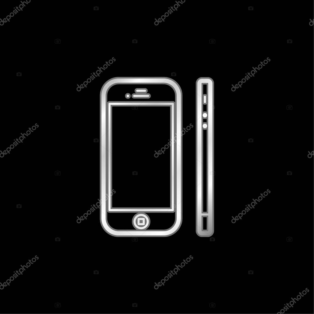 Apple Iphone 4 From Front And Side View silver plated metallic icon