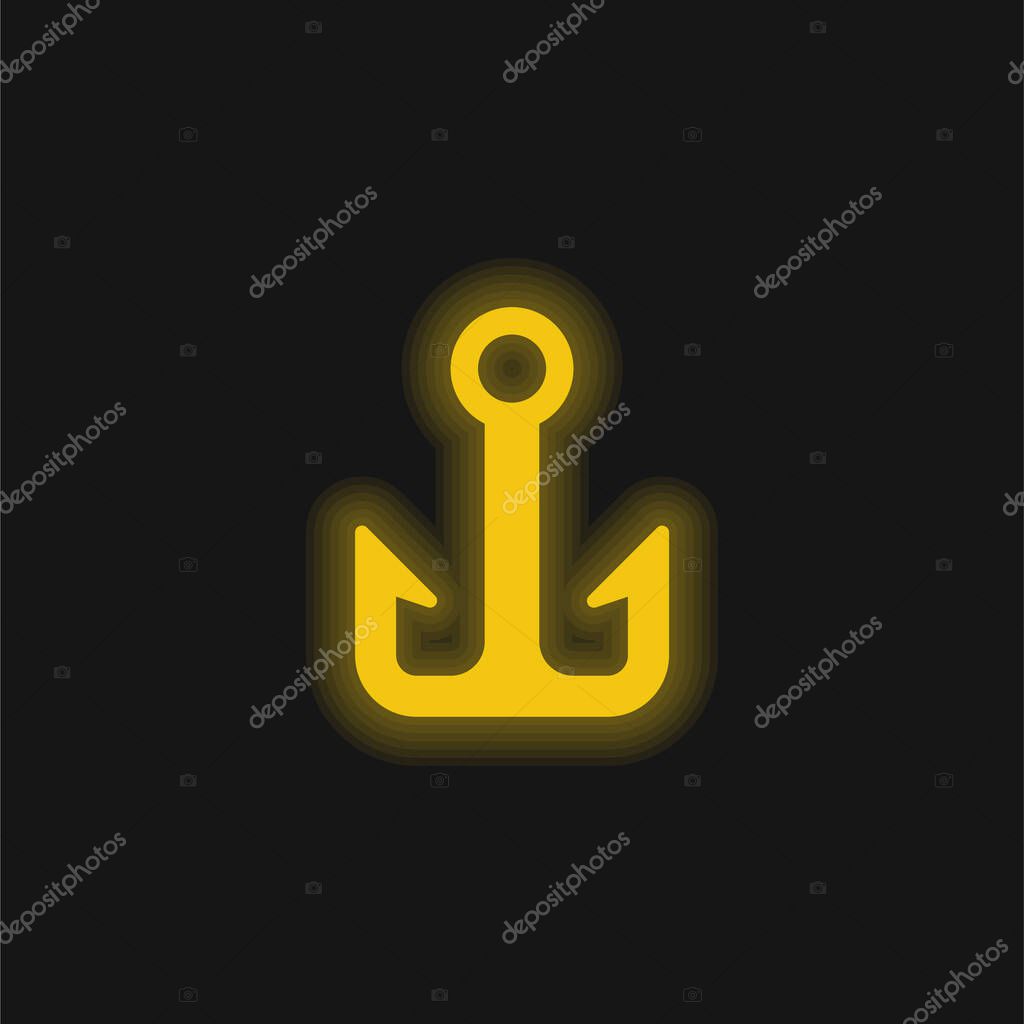Anchor yellow glowing neon icon