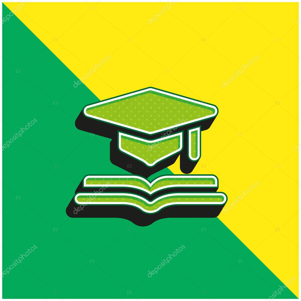 Academic Green and yellow modern 3d vector icon logo