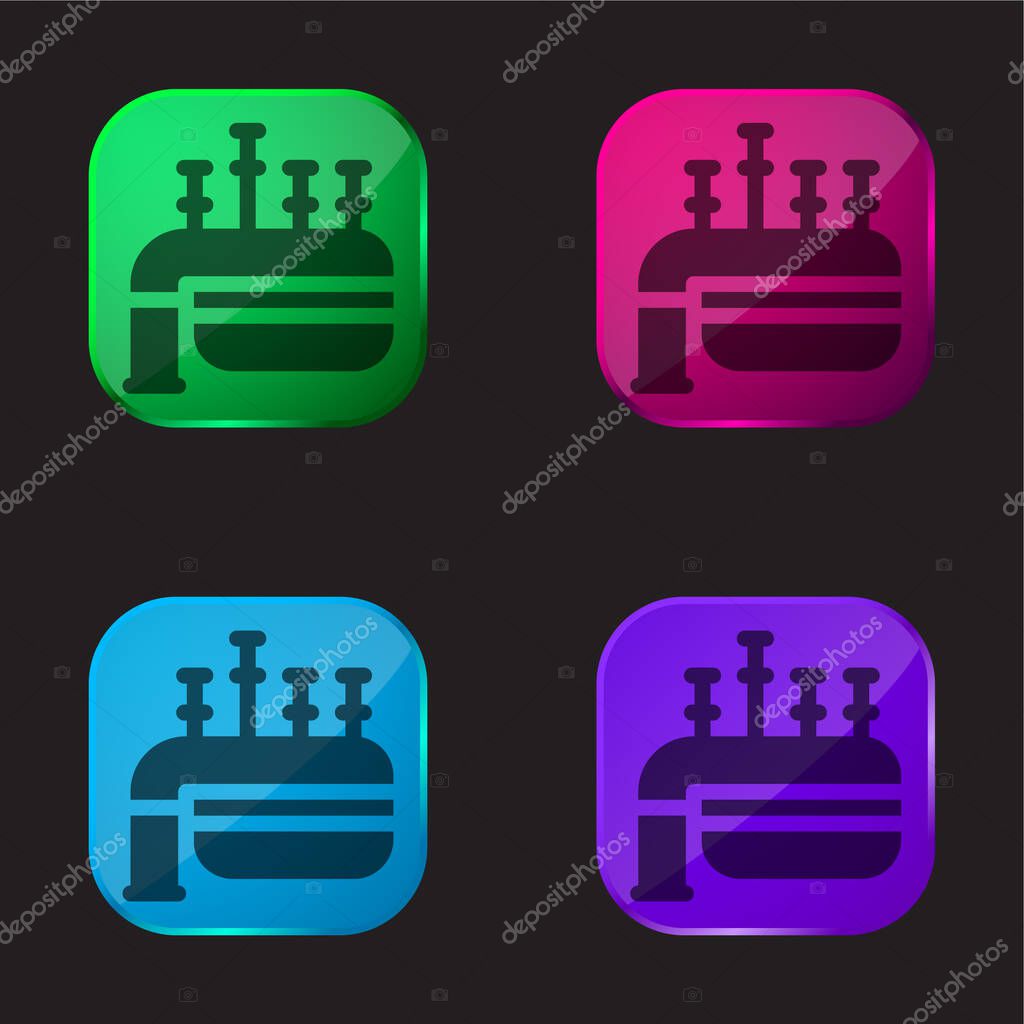 Bagpipe four color glass button icon