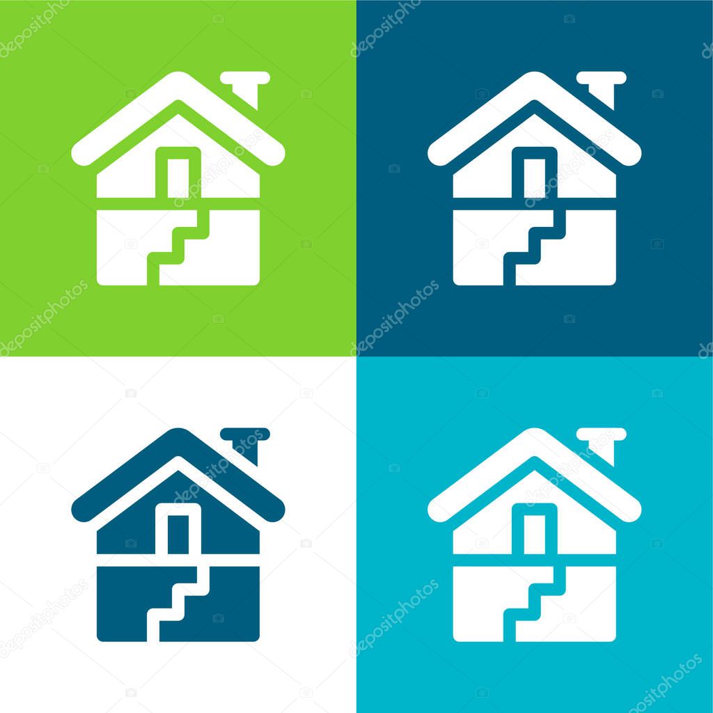 Basement Flat four color minimal icon set
