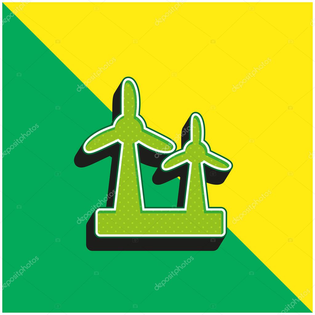 Air Turbine Green and yellow modern 3d vector icon logo