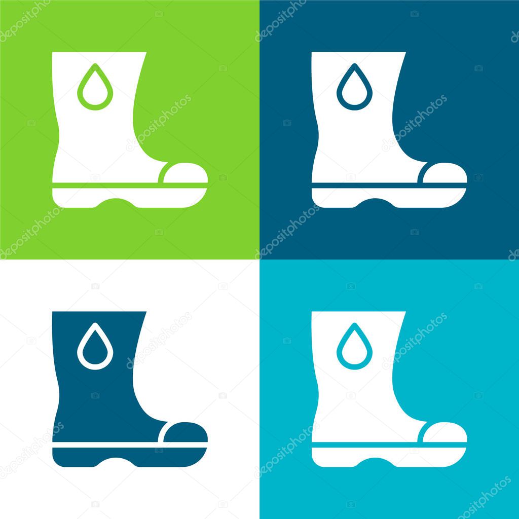 Boots Flat four color minimal icon set