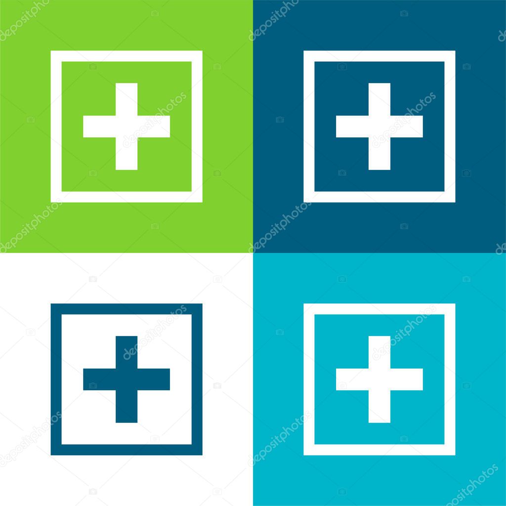 Add Square Flat four color minimal icon set