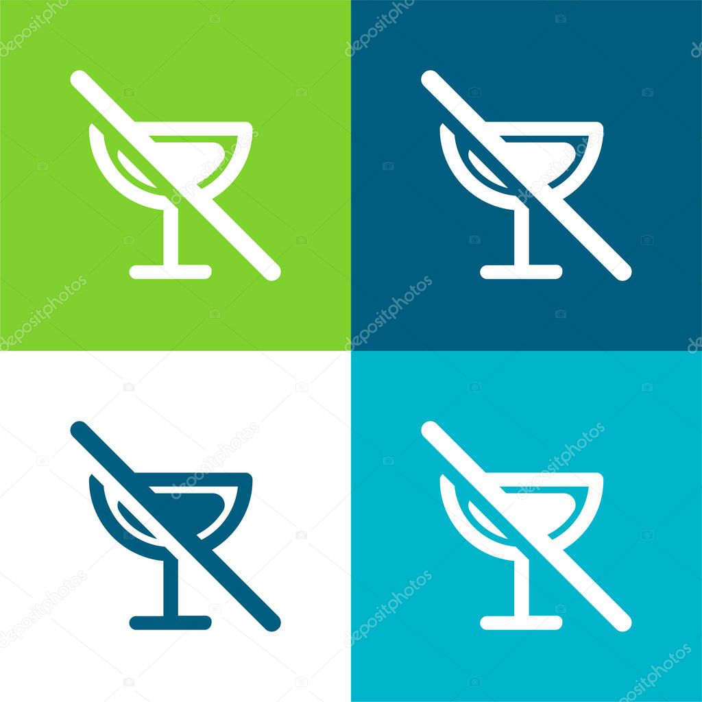Alcoholic Drinks Prohibition Flat four color minimal icon set