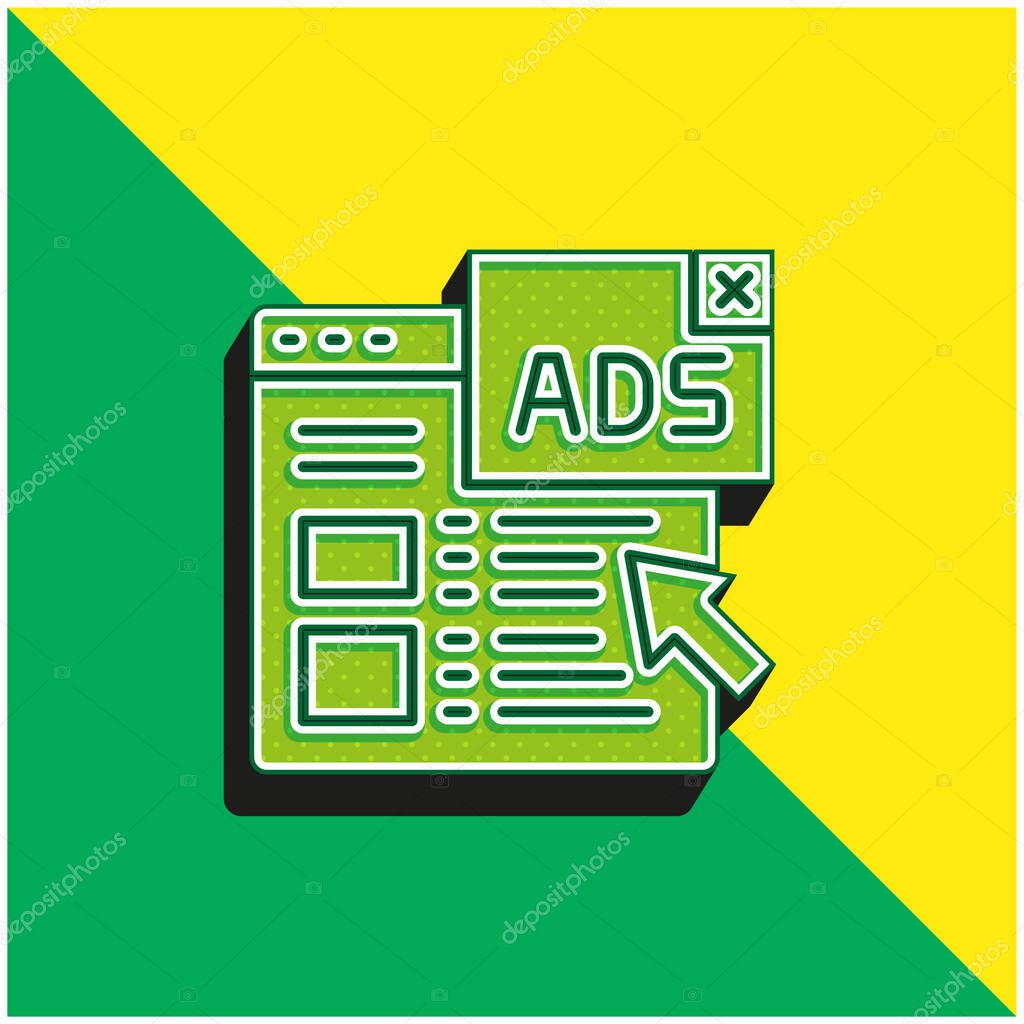 Advertising Green and yellow modern 3d vector icon logo