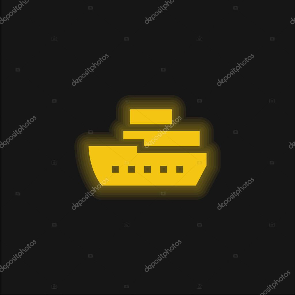 Boat yellow glowing neon icon