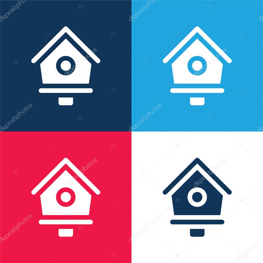 Bird House blue and red four color minimal icon set