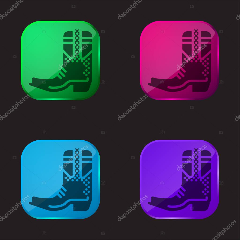 Boot four color glass button icon