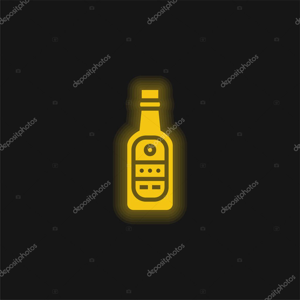 Beer yellow glowing neon icon