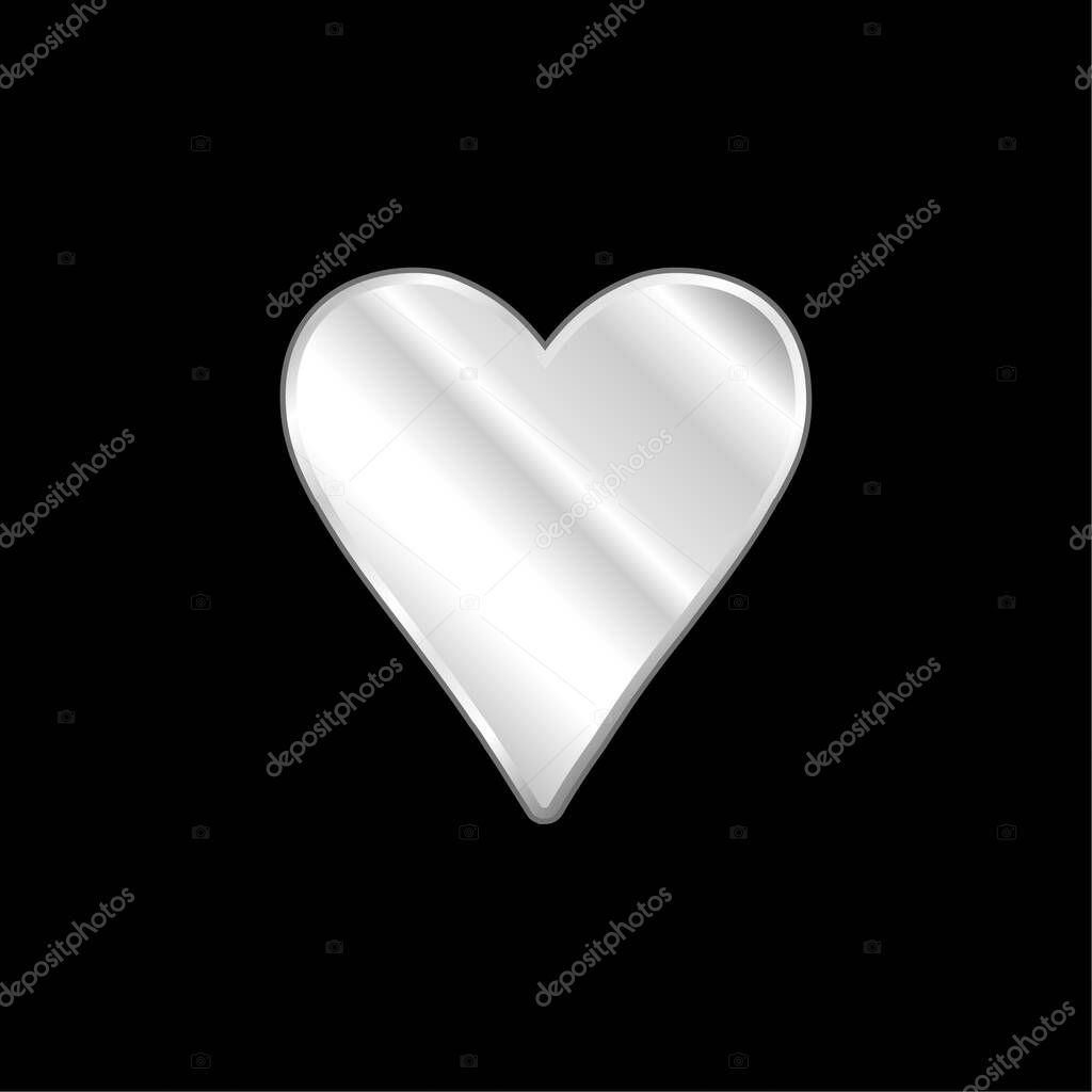 Black Heart Love Symbol silver plated metallic icon