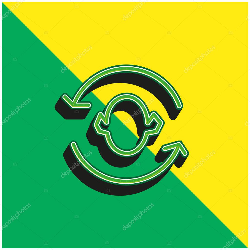 Arrows Couple Around A Head Silhouette Green and yellow modern 3d vector icon logo