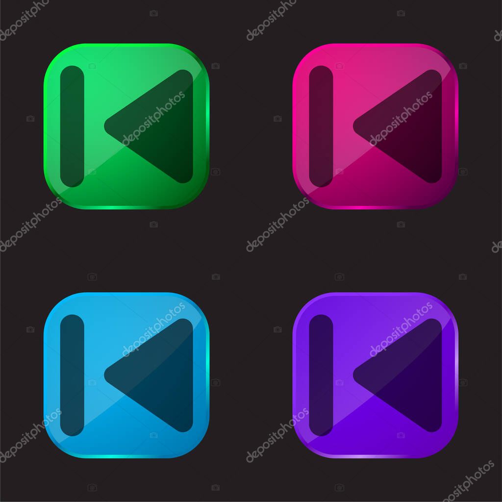 Backward Track four color glass button icon