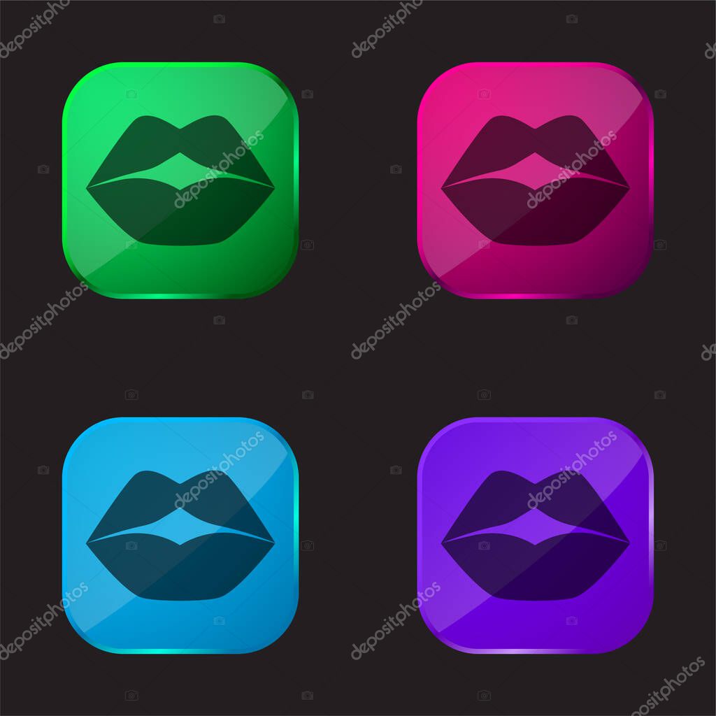 Big Lips four color glass button icon
