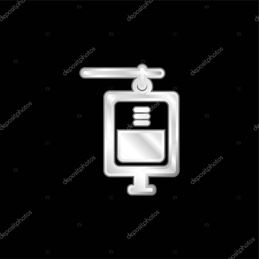 Blood Transfusion silver plated metallic icon