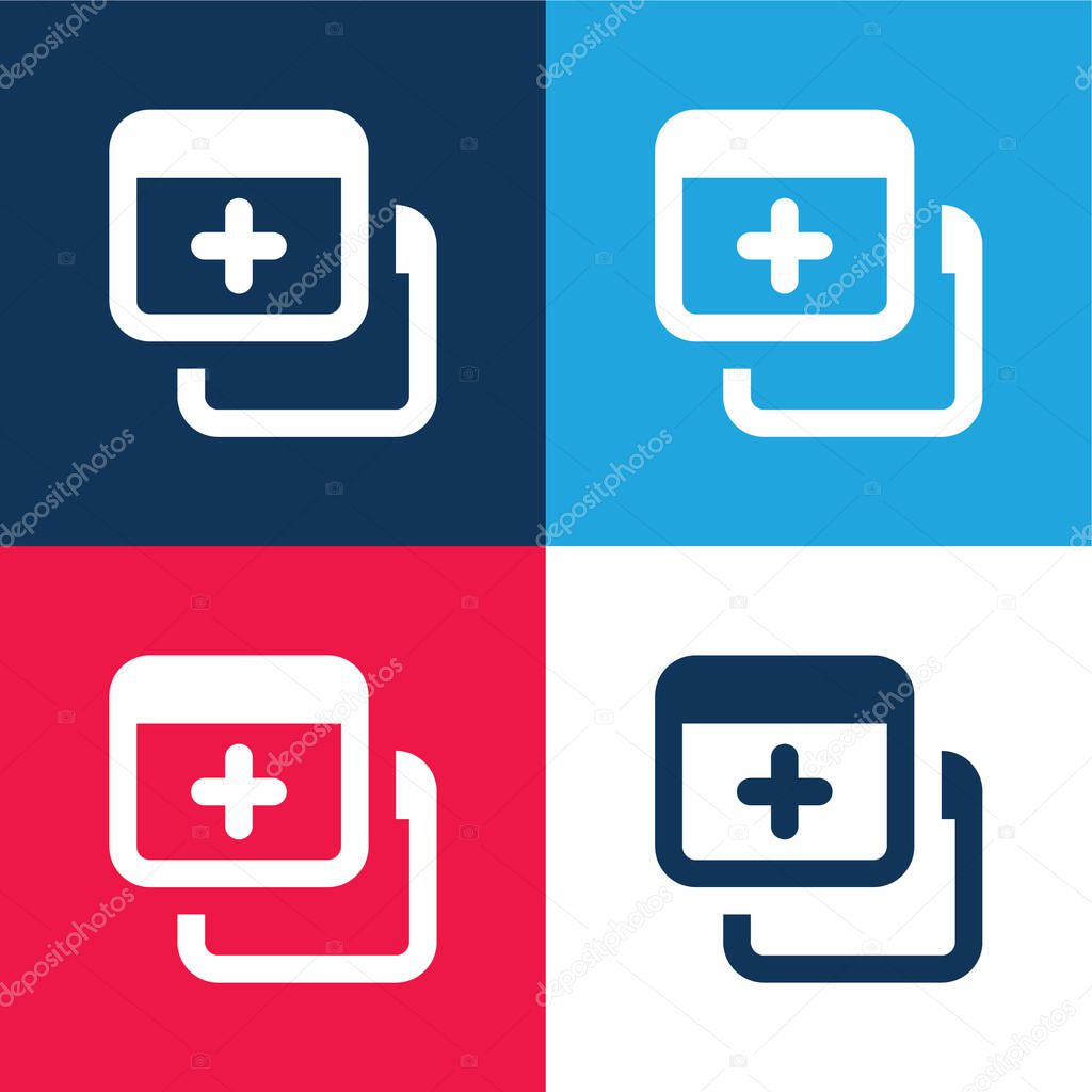 Add blue and red four color minimal icon set