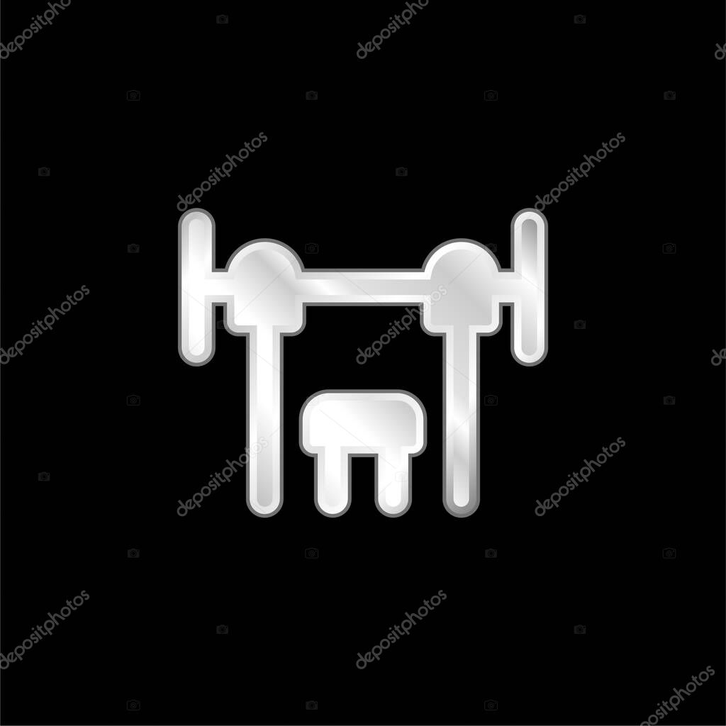 Bench Press silver plated metallic icon