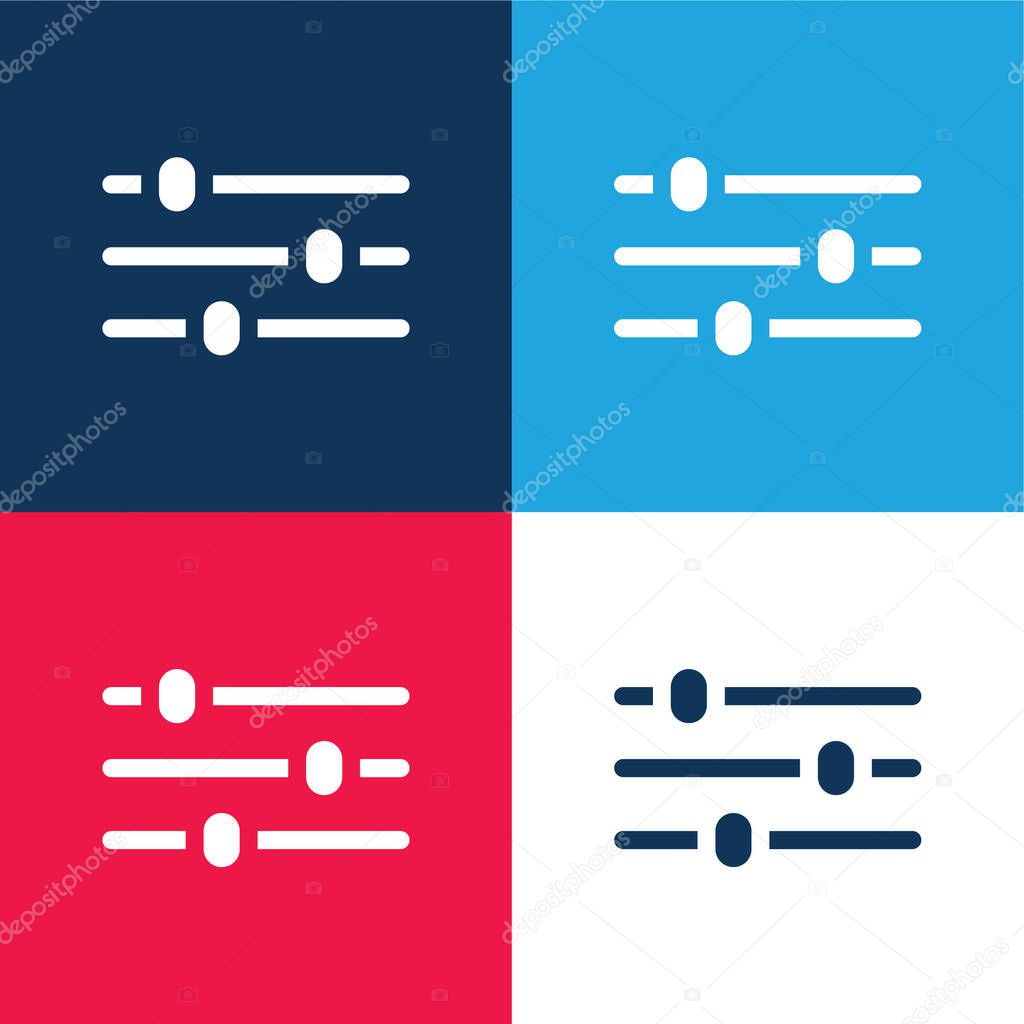 Adjustment blue and red four color minimal icon set