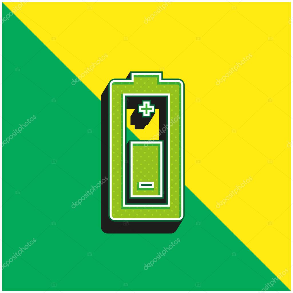 Battery Green and yellow modern 3d vector icon logo