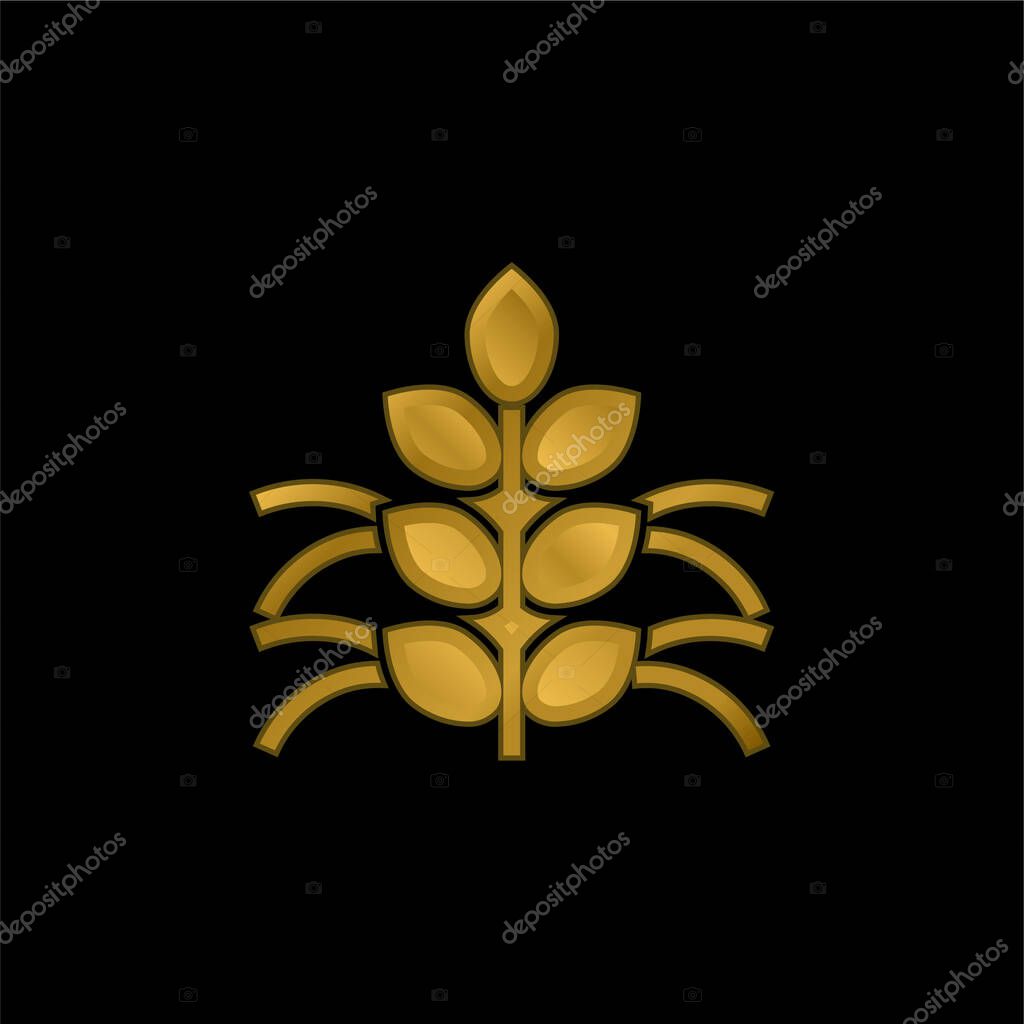 Agronomy gold plated metalic icon or logo vector