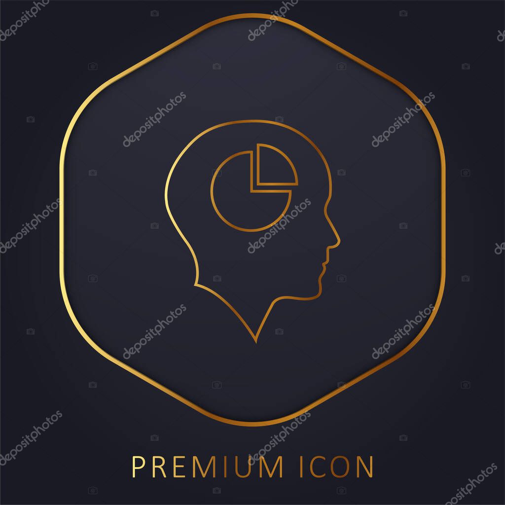Bald Head With Pie Graphic Inside golden line premium logo or icon