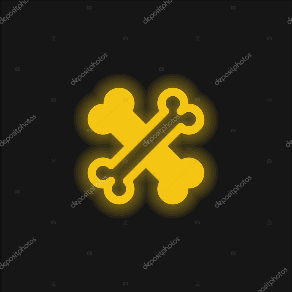 Bones yellow glowing neon icon