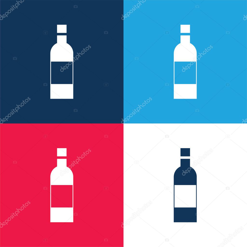 Bottle blue and red four color minimal icon set