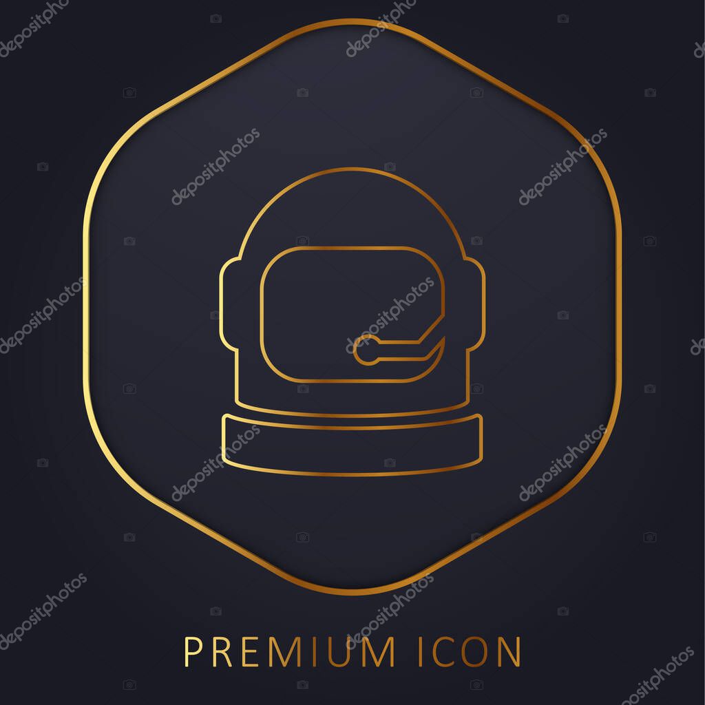 Astronaut Helmet golden line premium logo or icon