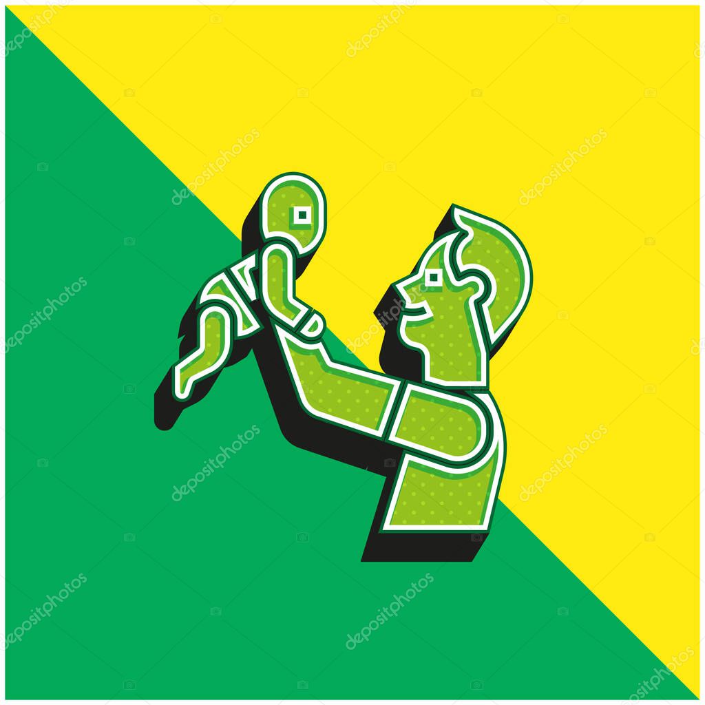 Baby Green and yellow modern 3d vector icon logo