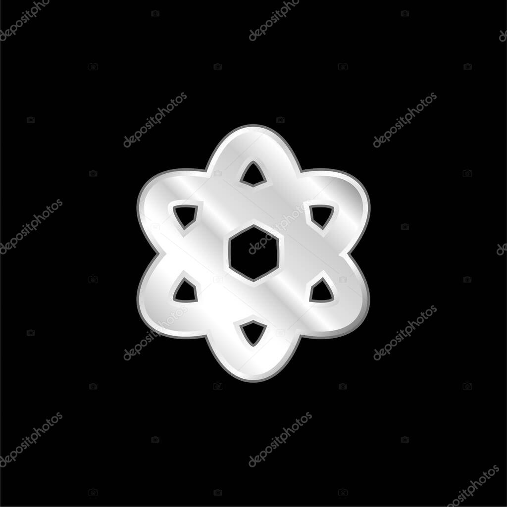 Atom silver plated metallic icon