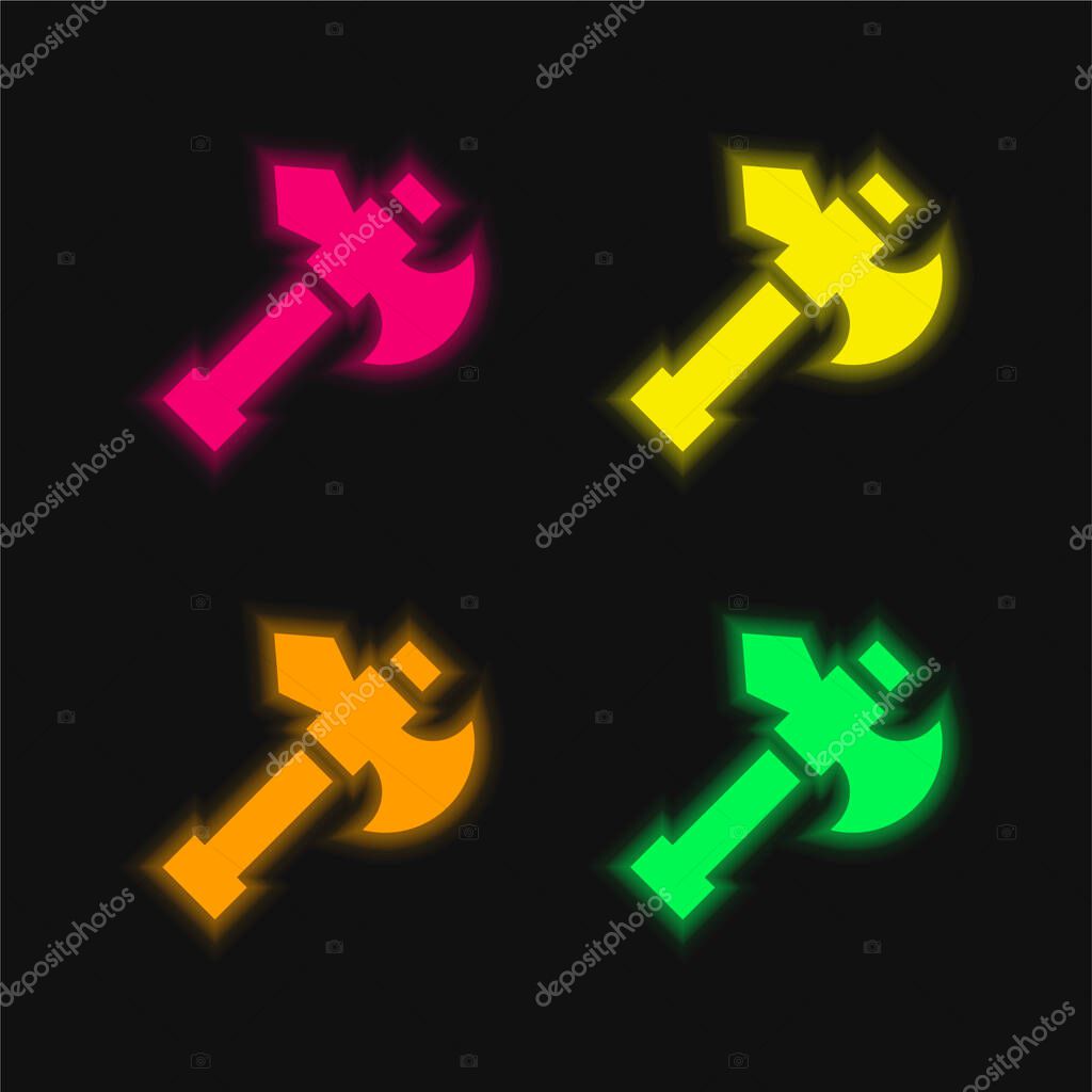 Axe four color glowing neon vector icon